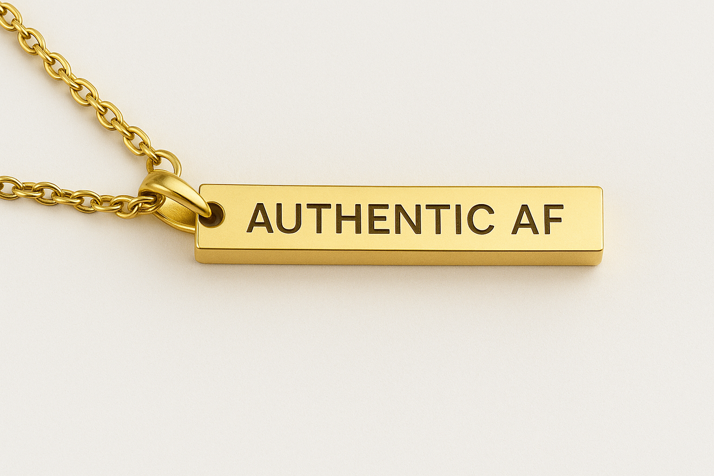 Engravable Horizontal Bar Necklace — Personalized Minimalist Pendant